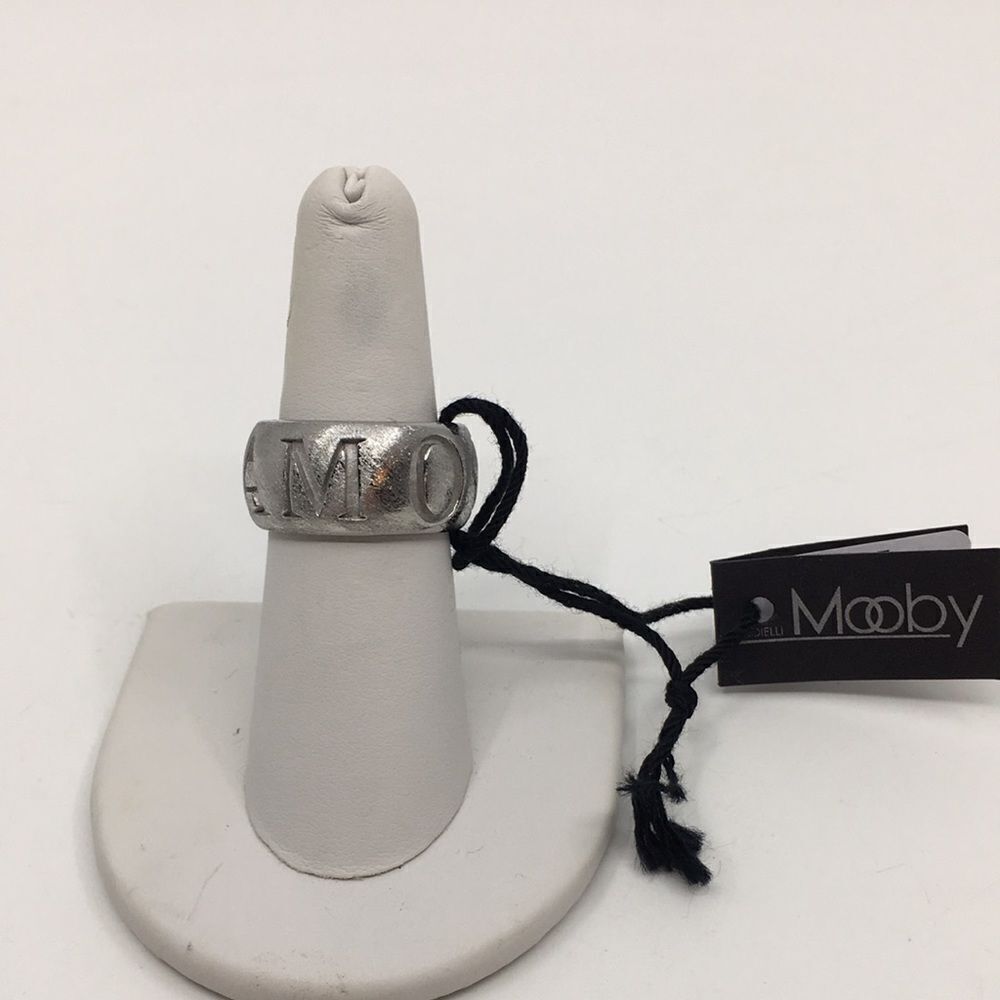 MOOBY AMORE silver tone textured chunky ring Sz 6.75